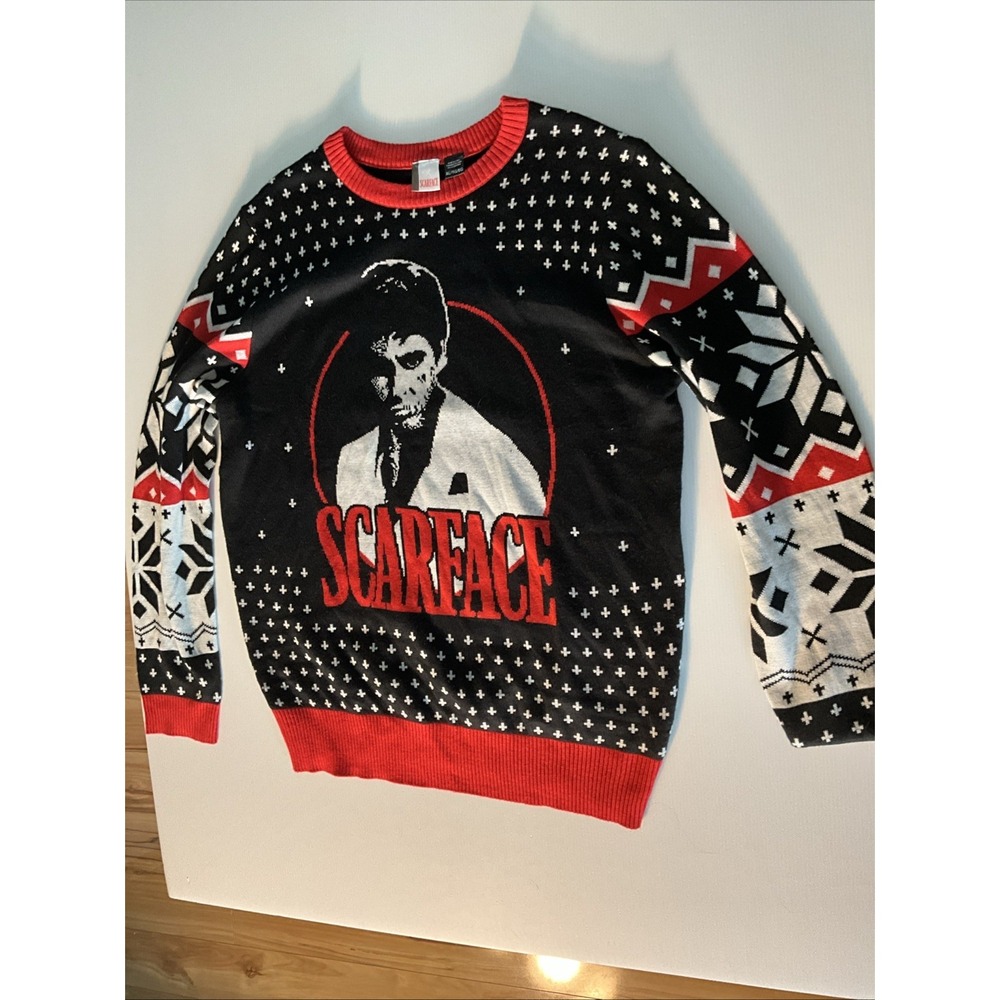 Novelty Scarface Ugly Christmas Sweater Universal City Studios Fair Isle XL